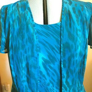 Studio I Green-Blue Tank-Style Dress with Jacket